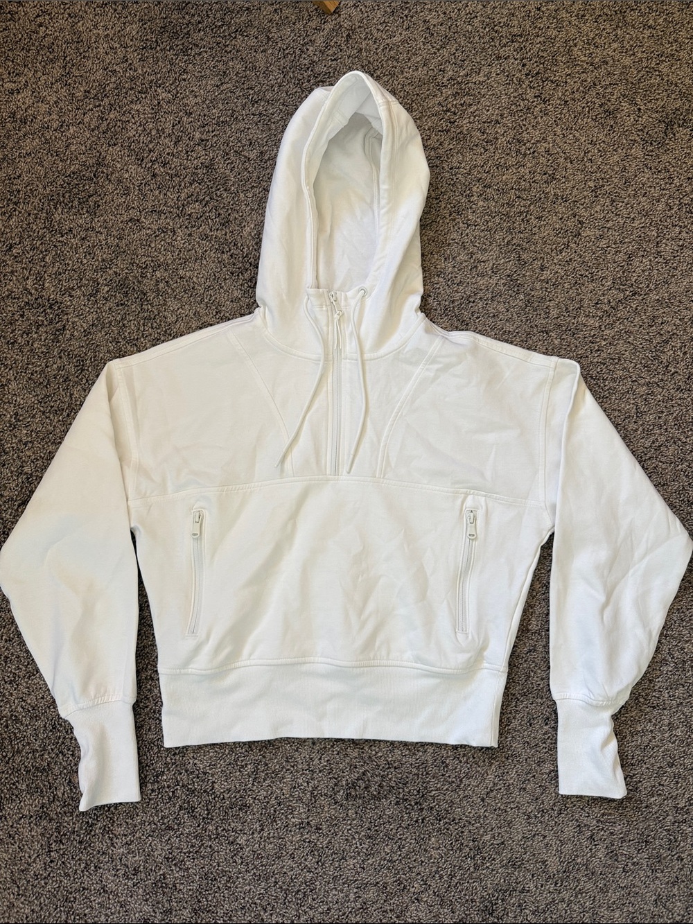 Old Navy White Half-Zip Hooded Pullover